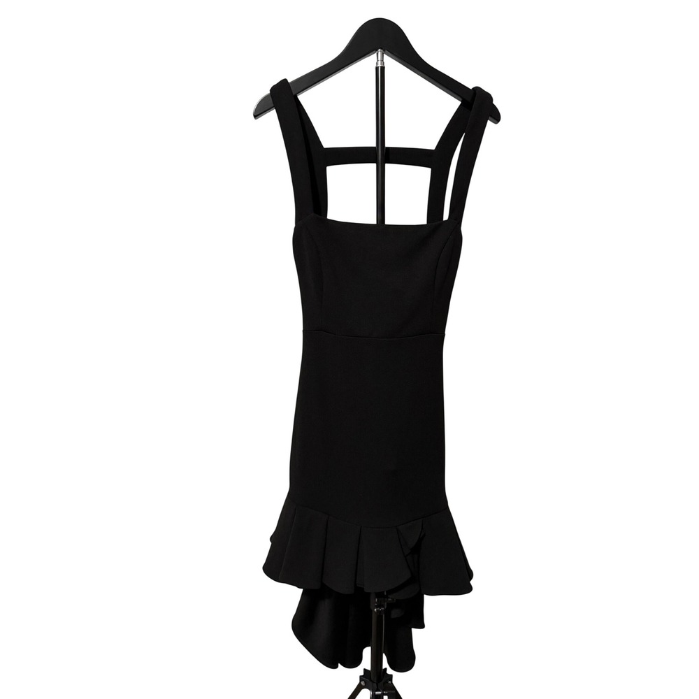 Selfie Leslie Womens Black High Low Ruffle Open Back Cocktail Dress Size Medium